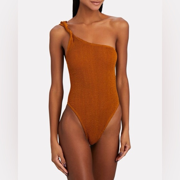 NWT BOND-EYE x Kate Bock Cedar BrownTwist Strap Oscar One Piece Swimsuit, O/S - Picture 5 of 11